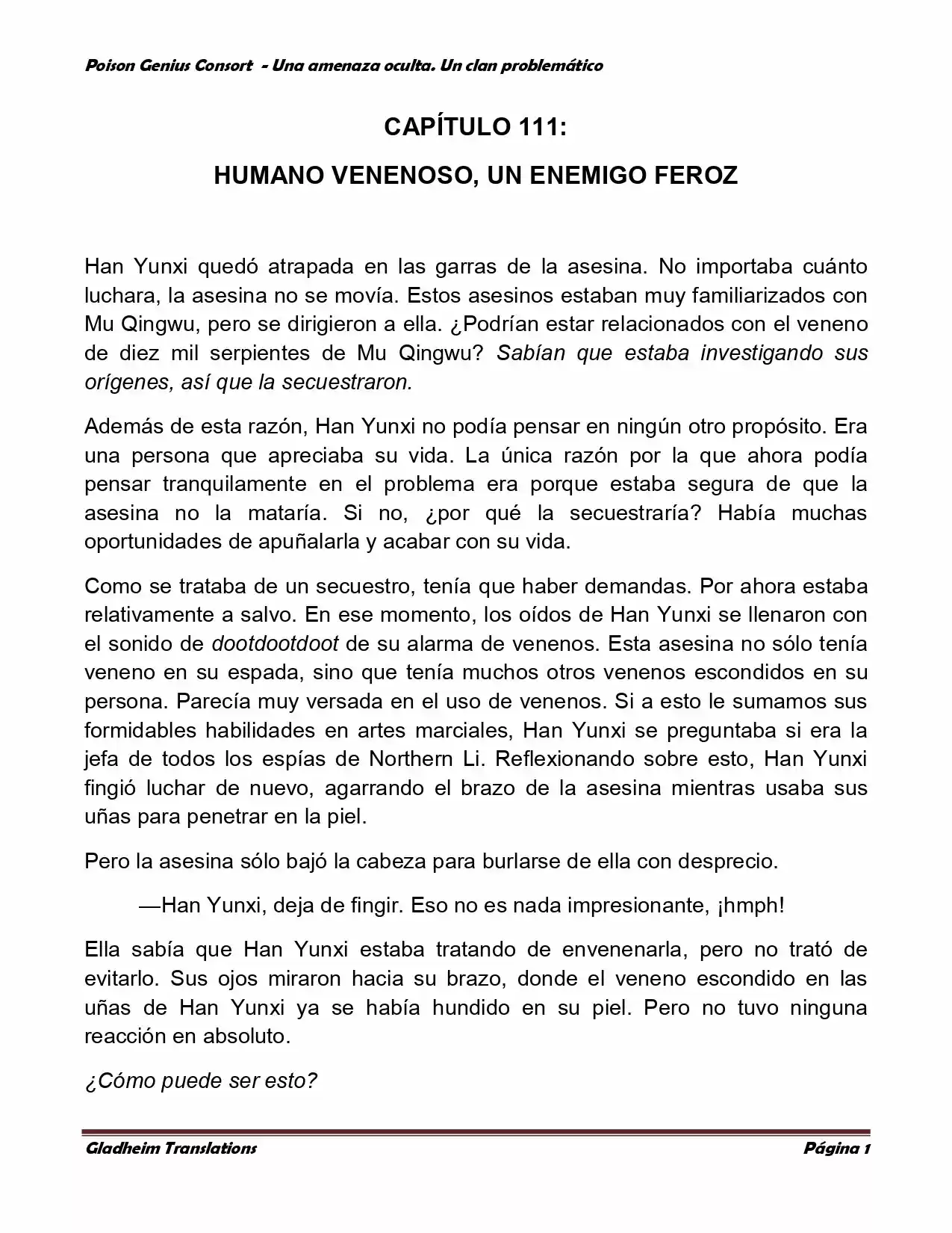 Poison Genious Consort (Novela) - Capítulo 111 - Página 1 - LectorTMOo