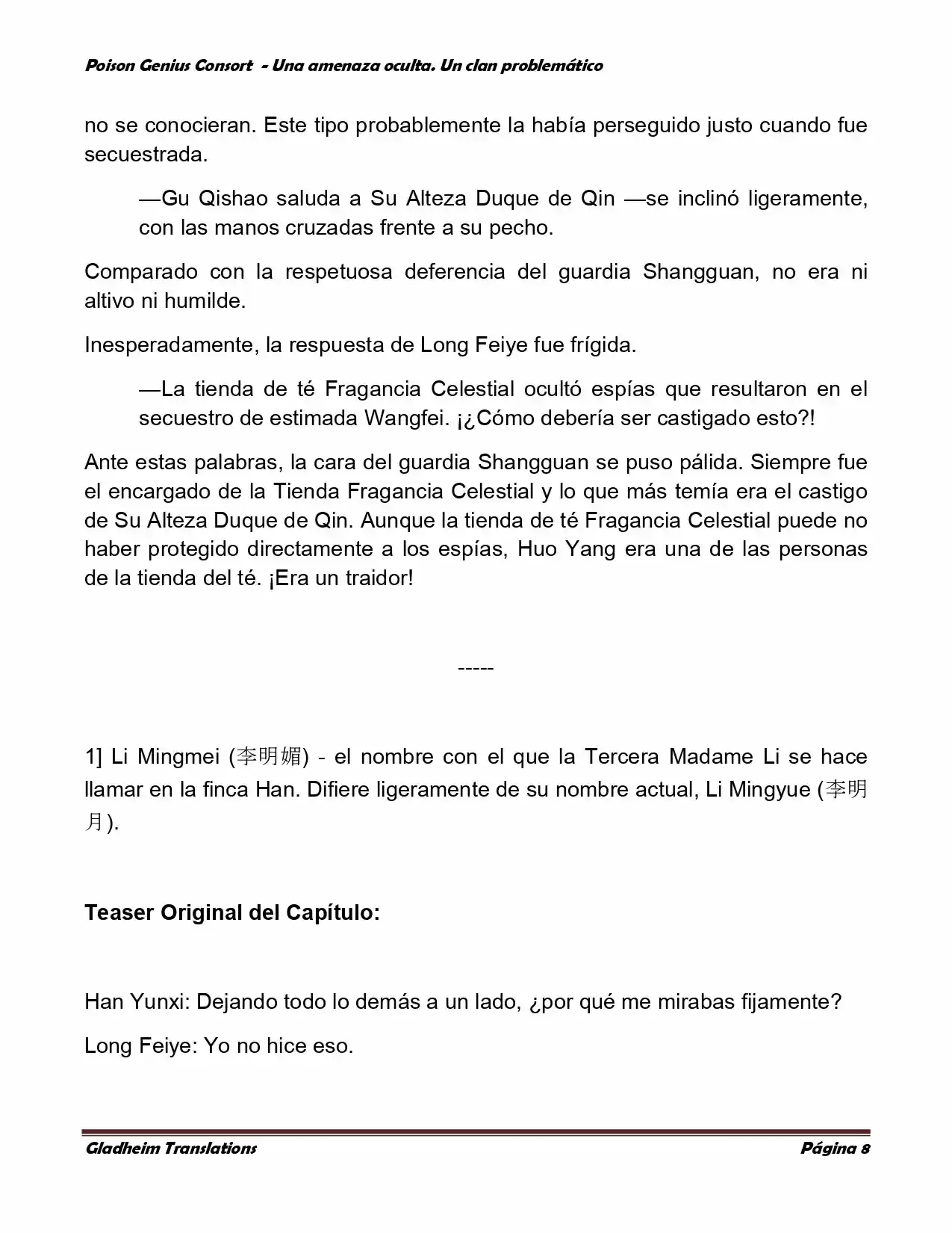 Poison Genious Consort (Novela) - Capítulo 121 - Página 8 - LectorTMOo