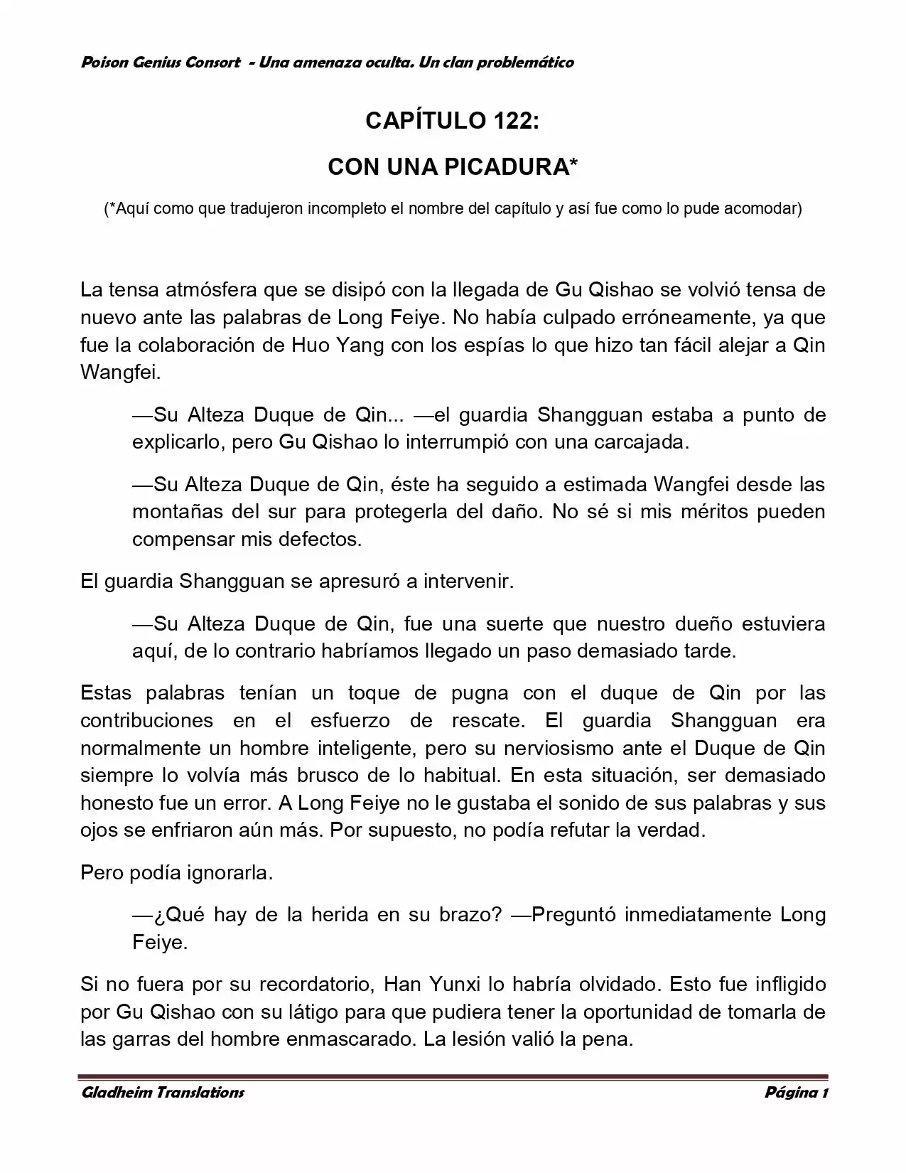 Poison Genious Consort (Novela) - Capítulo 122 - Página 1 - LectorTMOo