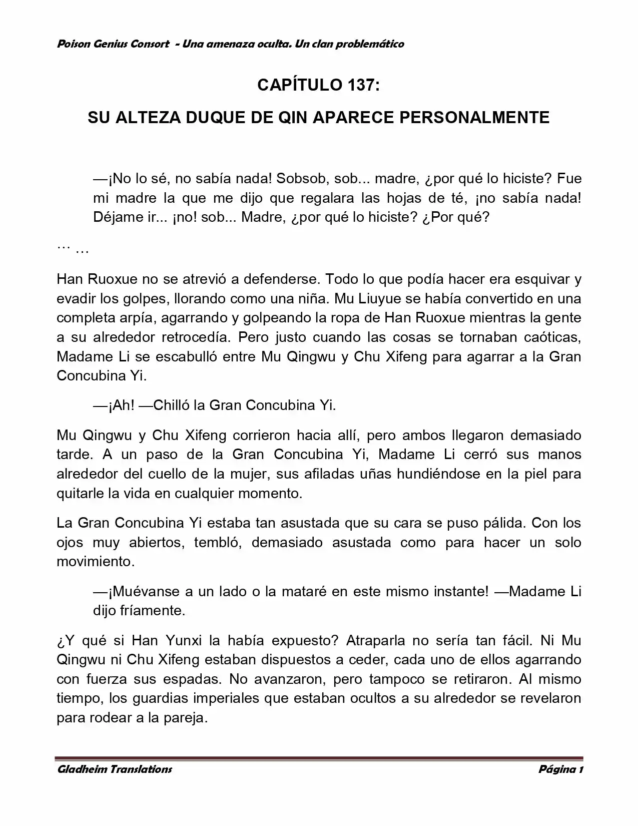 Poison Genious Consort (Novela) - Capítulo 137 - Página 1 - LectorTMOo