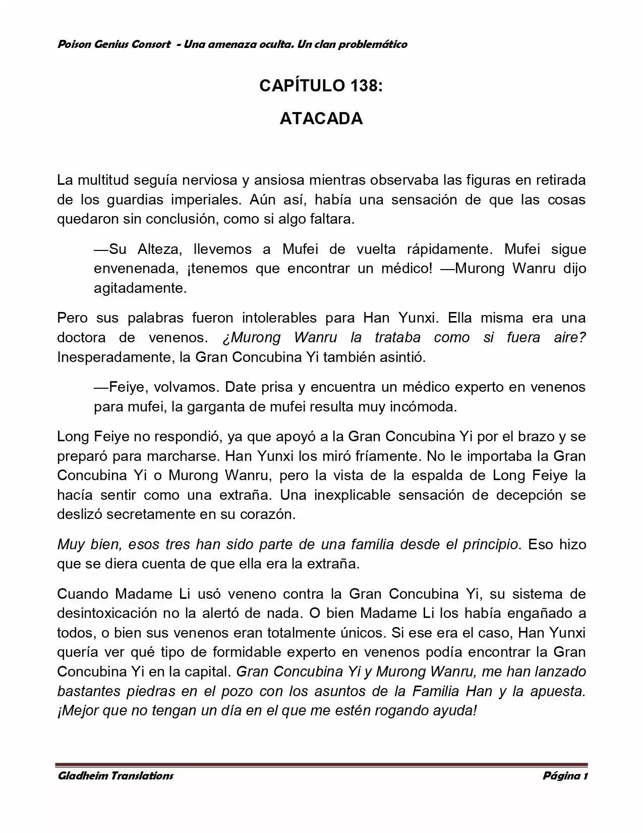 Poison Genious Consort (Novela) - Capítulo 138 - Página 1 - LectorTMOo