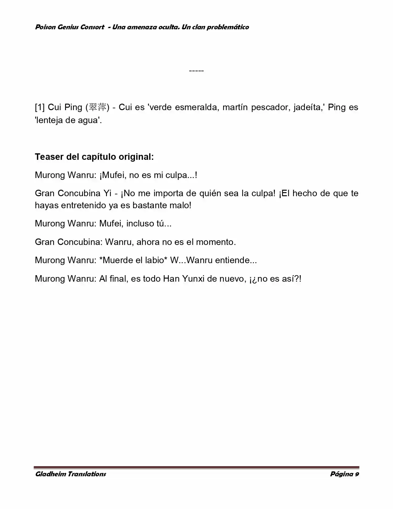 Poison Genious Consort (Novela) - Capítulo 139 - Página 9 - LectorTMOo