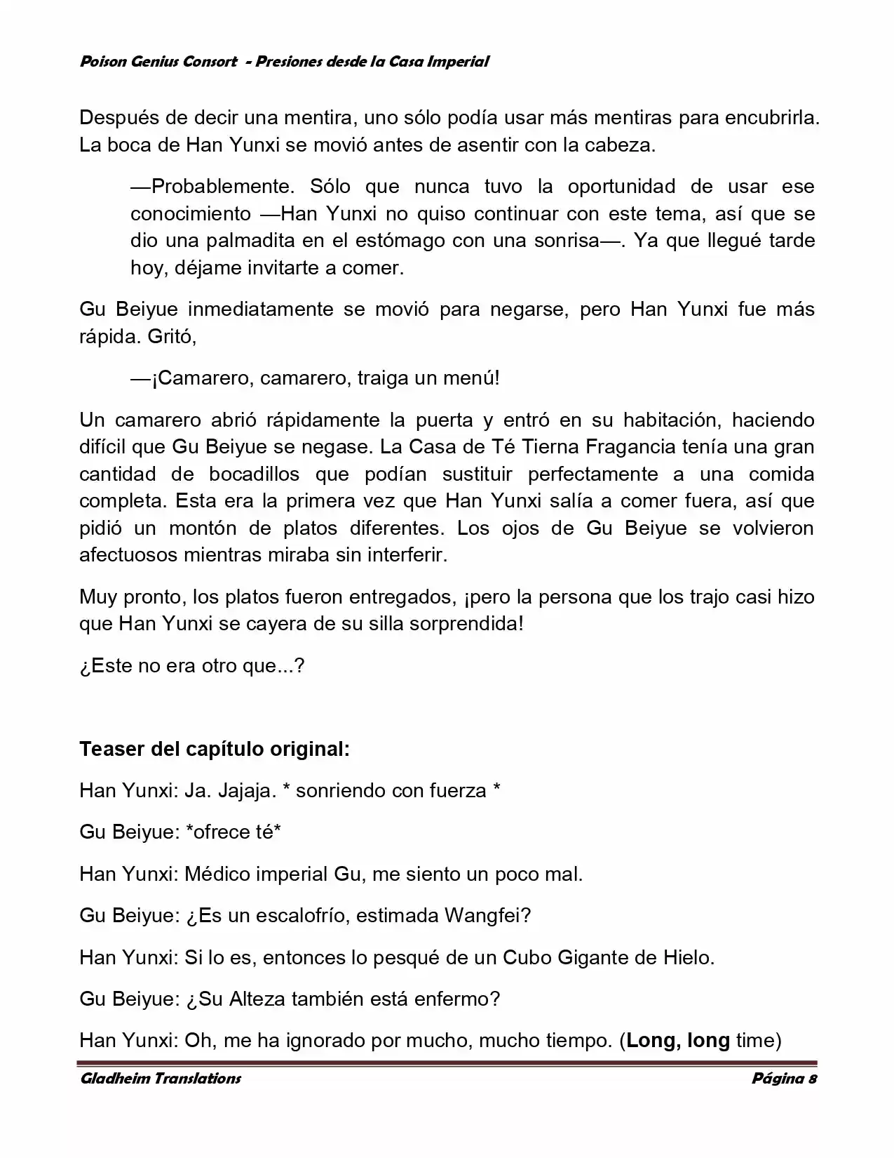 Poison Genious Consort (Novela) - Capítulo 144 - Página 8 - LectorTMOo