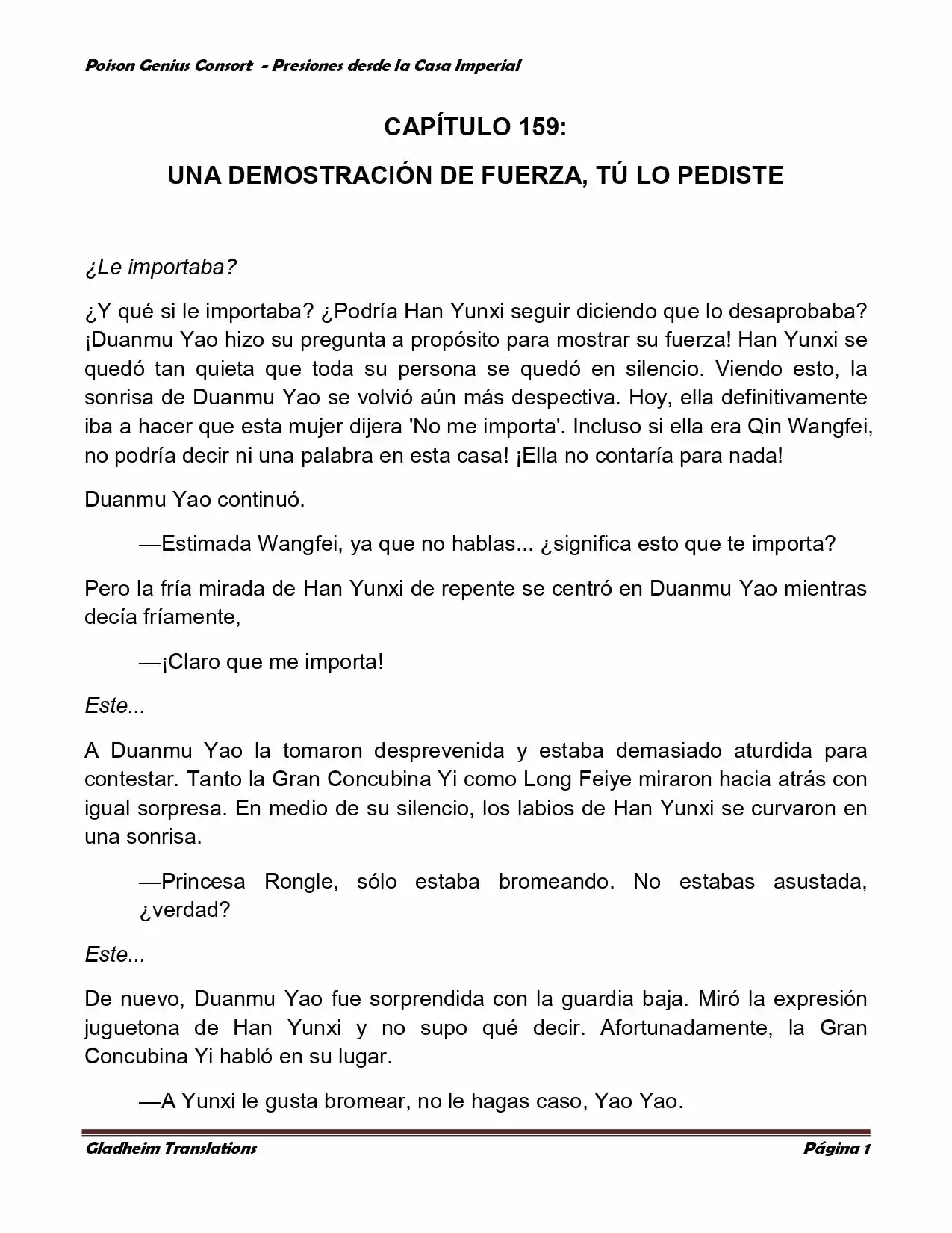 Poison Genious Consort (Novela) - Capítulo 159 - Página 1 - LectorTMOo