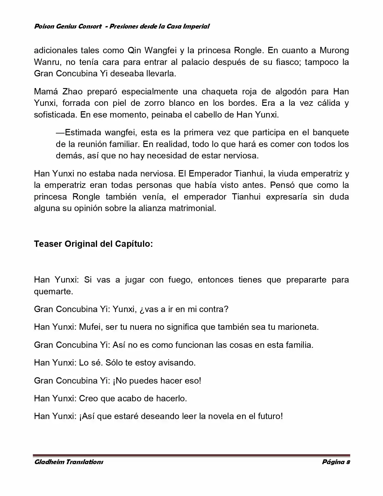 Poison Genious Consort (Novela) - Capítulo 161 - Página 8 - LectorTMOo