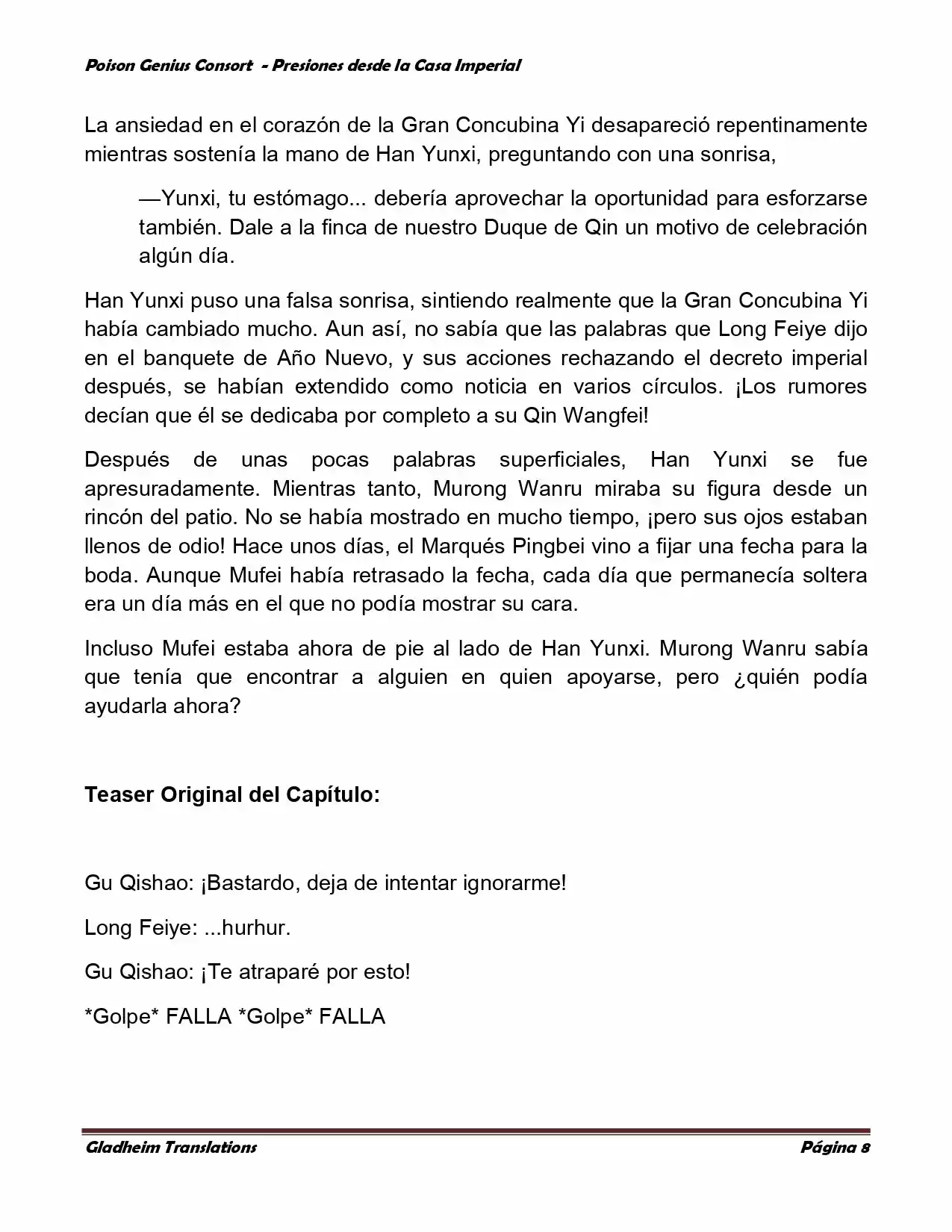 Poison Genious Consort (Novela) - Capítulo 183 - Página 8 - LectorTMOo