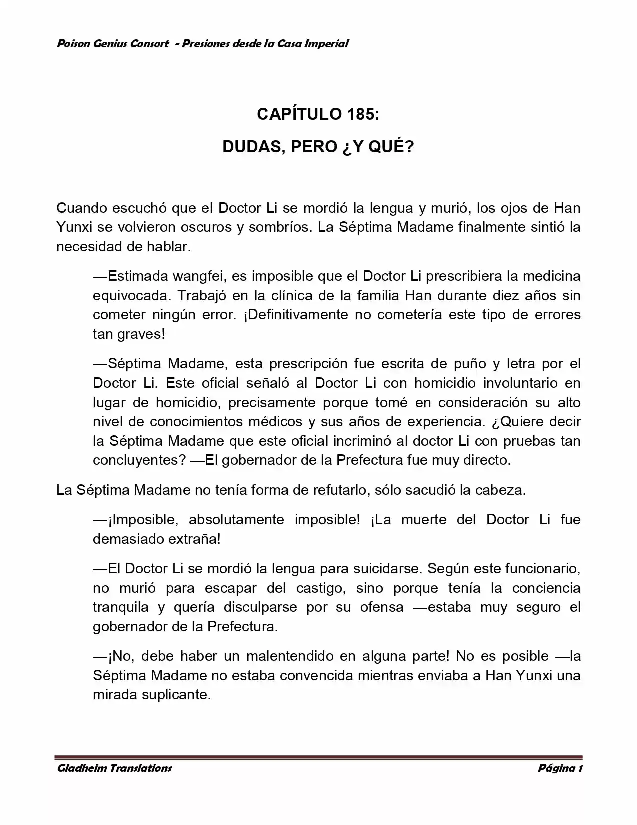 Poison Genious Consort (Novela) - Capítulo 185 - Página 1 - LectorTMOo