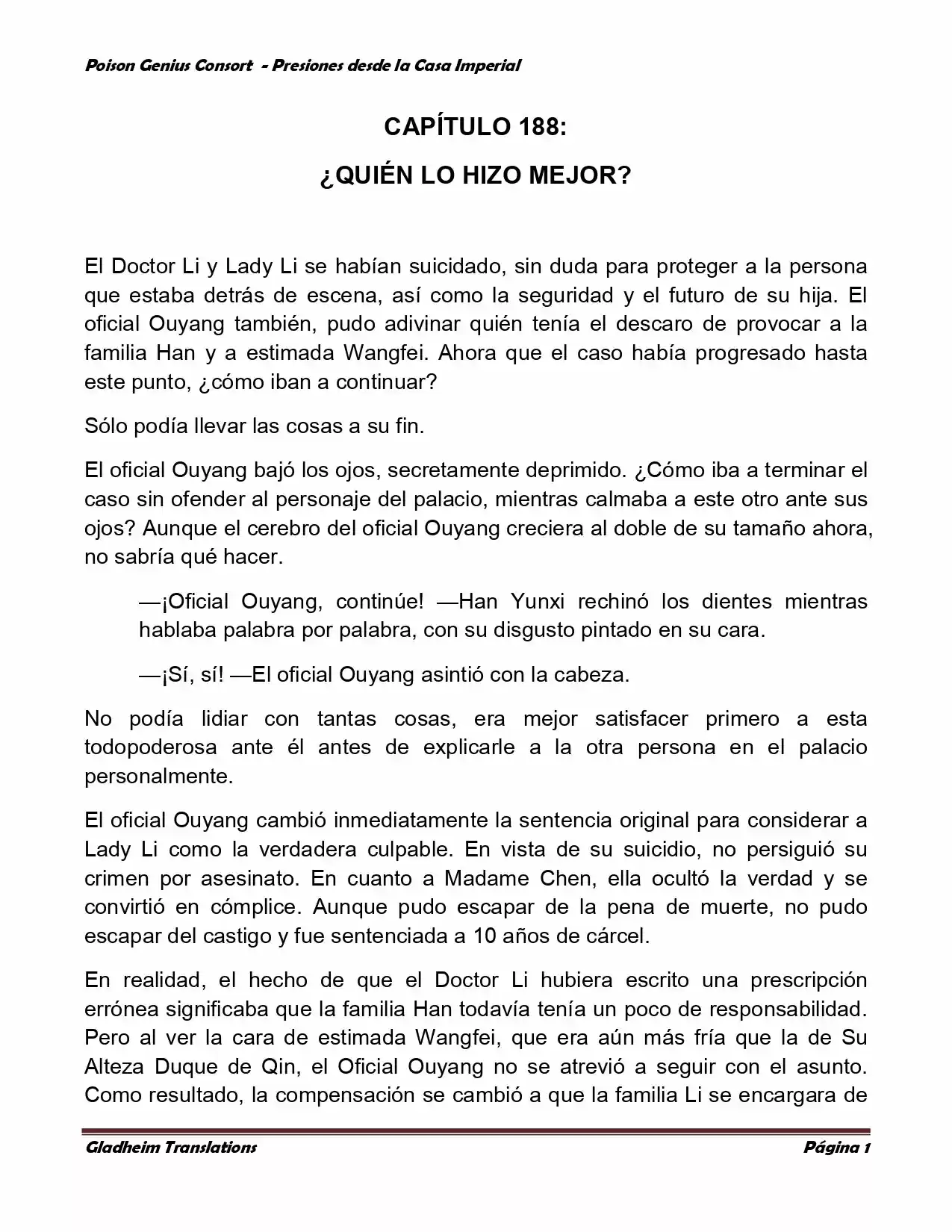 Poison Genious Consort (Novela) - Capítulo 188 - Página 1 - LectorTMOo