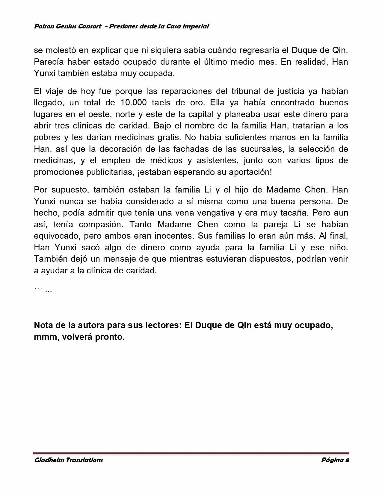 Poison Genious Consort (Novela) - Capítulo 189 - Página 8 - LectorTMOo