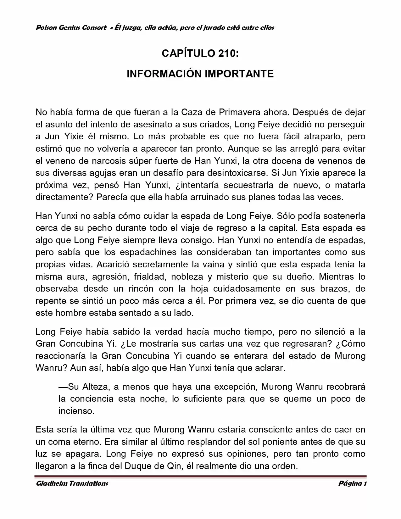 Poison Genious Consort (Novela) - Capítulo 210 - Página 1 - LectorTMOo