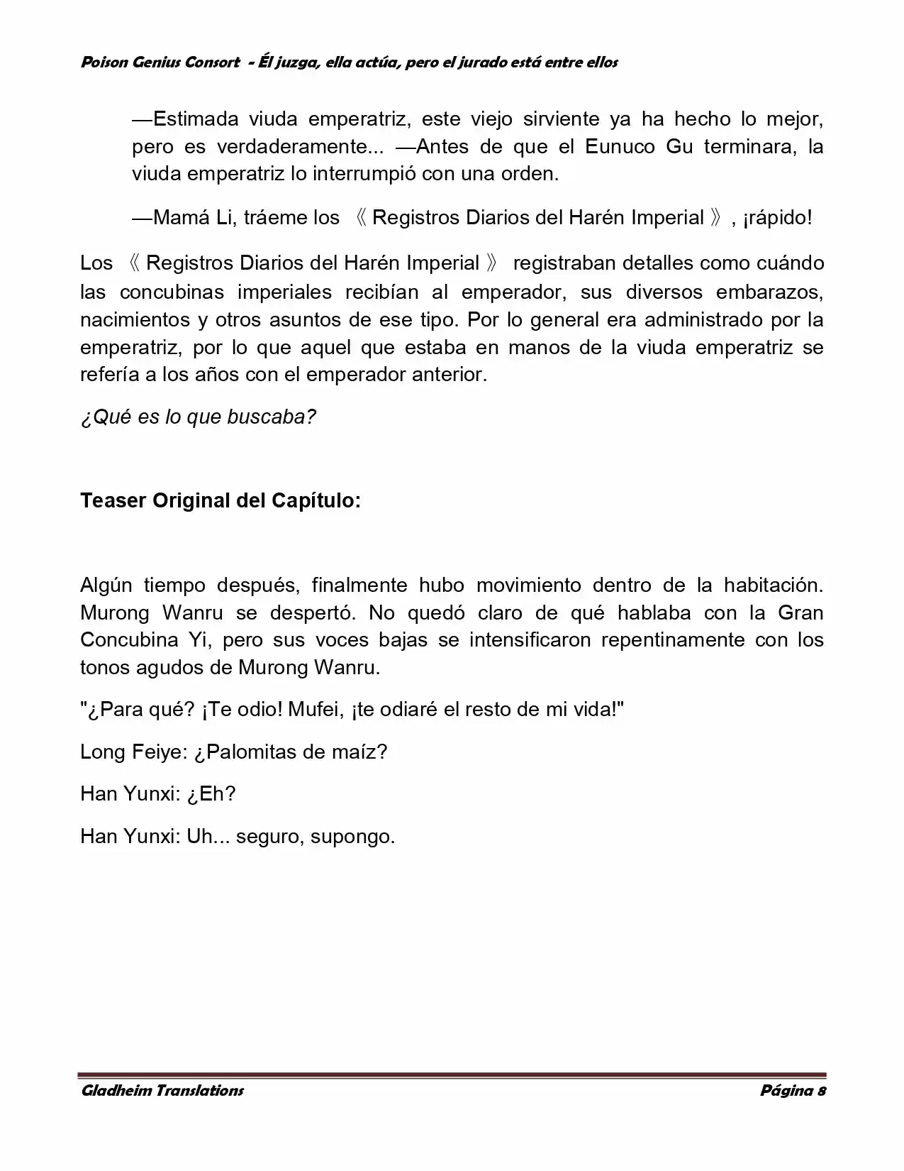 Poison Genious Consort (Novela) - Capítulo 212 - Página 8 - LectorTMOo