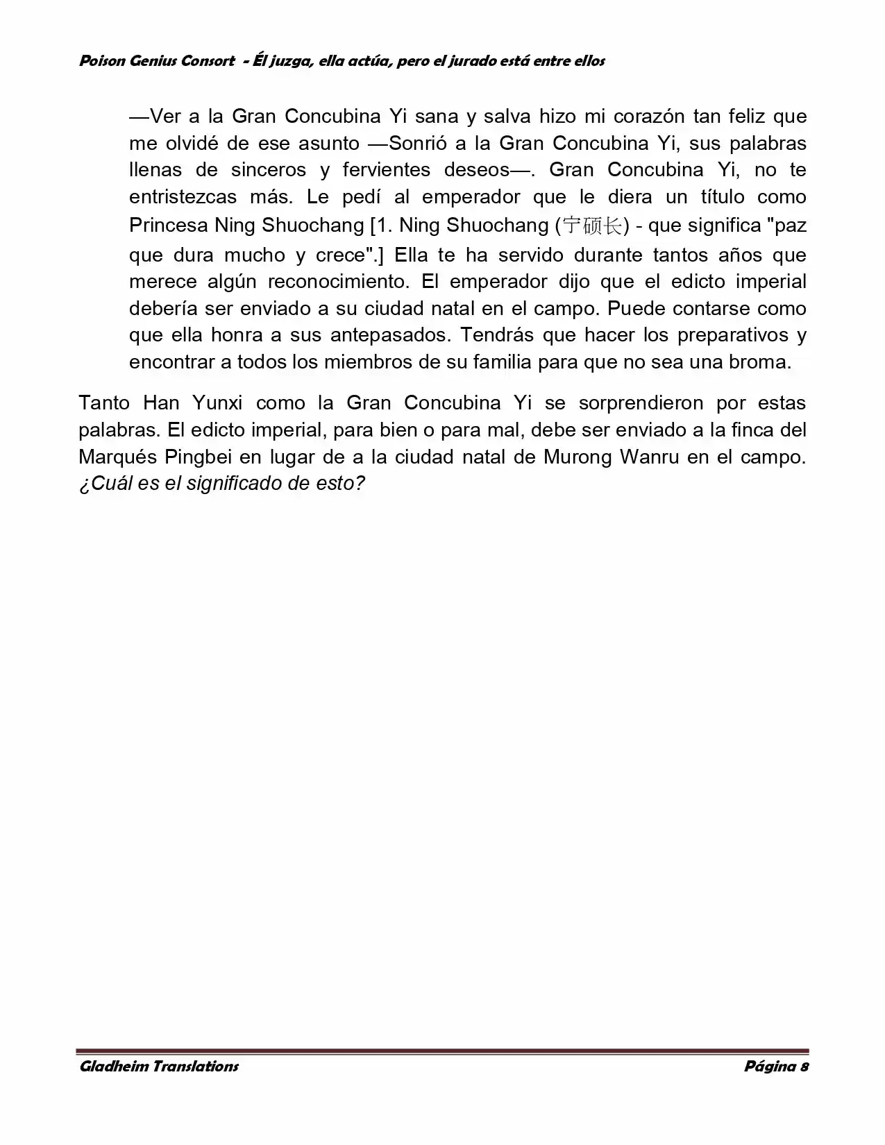 Poison Genious Consort (Novela) - Capítulo 215 - Página 8 - LectorTMOo