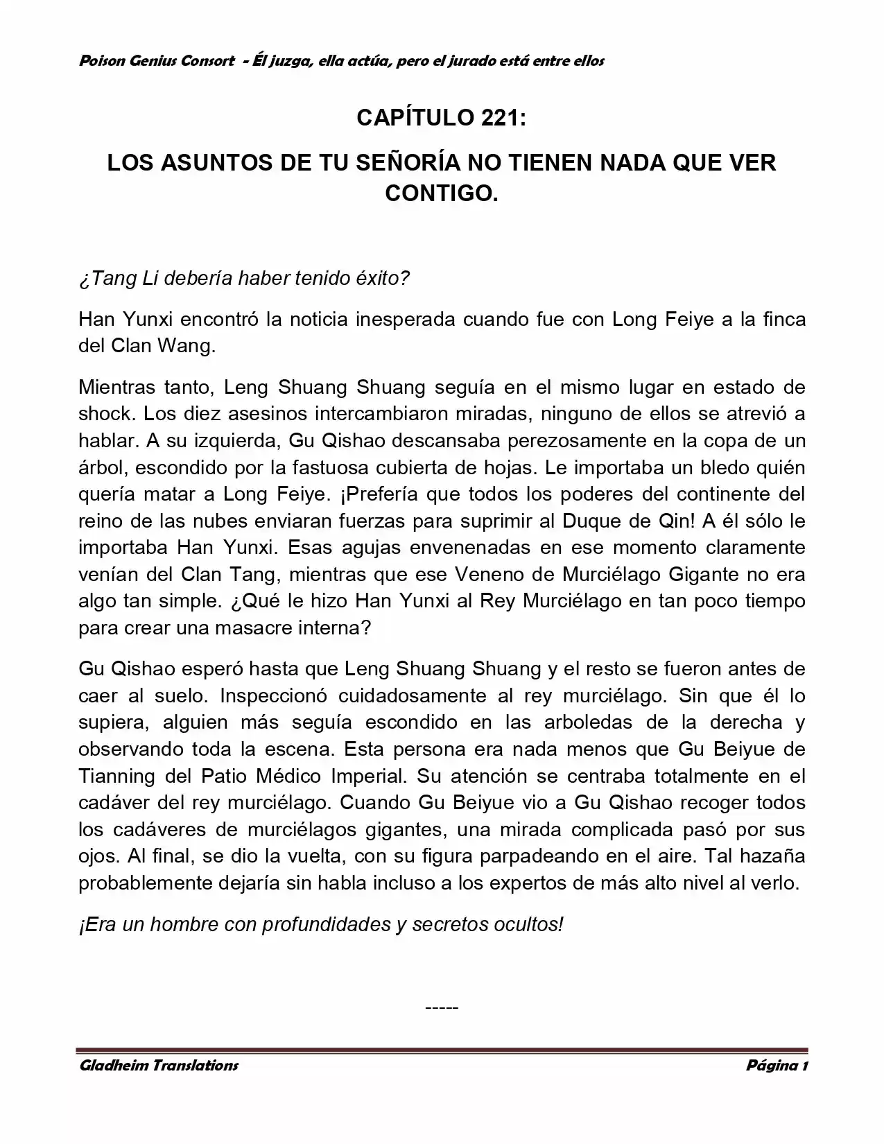 Poison Genious Consort (Novela) - Capítulo 221 - Página 1 - LectorTMOo
