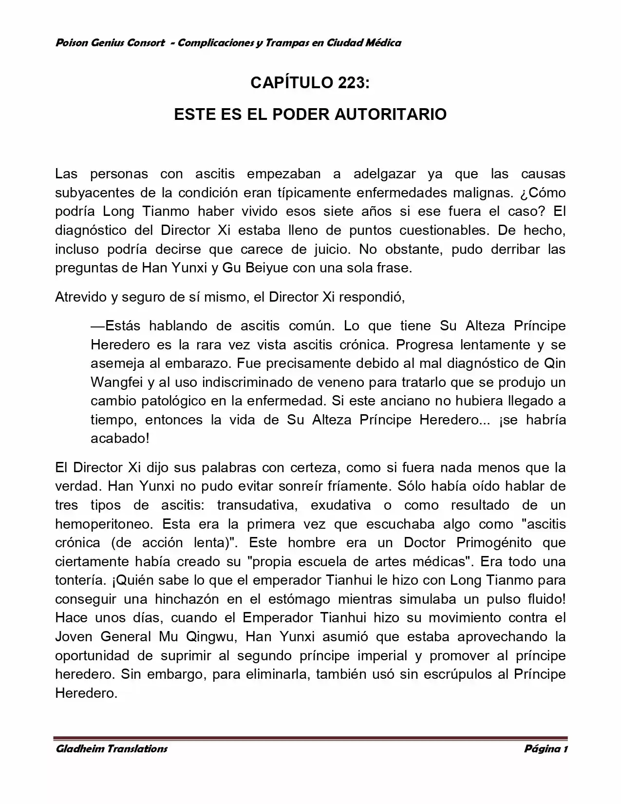 Poison Genious Consort (Novela) - Capítulo 223 - Página 1 - LectorTMOo