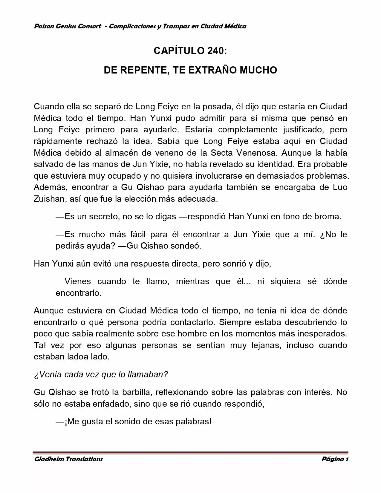 Poison Genious Consort (Novela) - Capítulo 240 - Página 1 - LectorTMOo