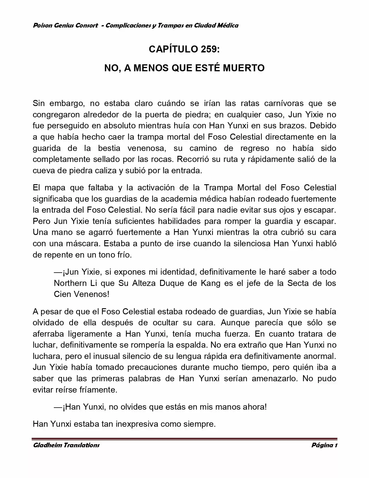 Poison Genious Consort (Novela) - Capítulo 259 - Página 1 - LectorTMOo