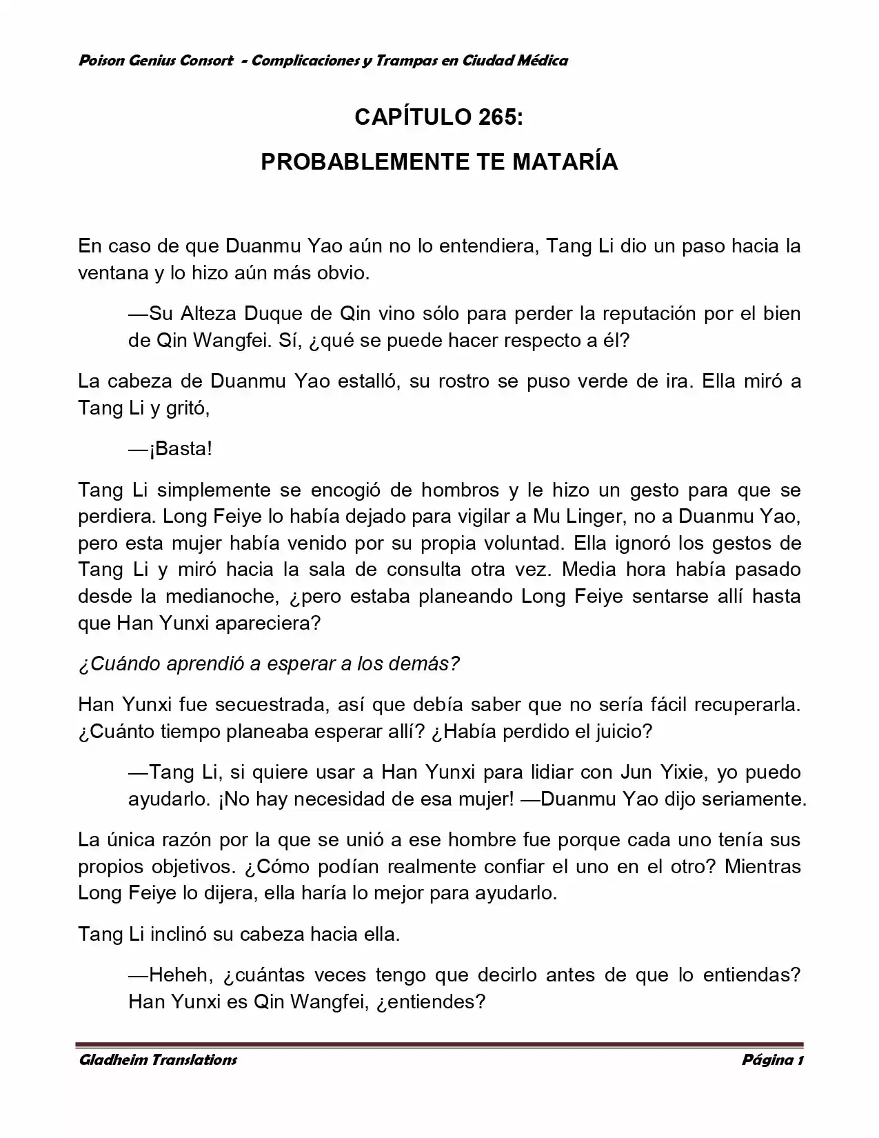 Poison Genious Consort (Novela) - Capítulo 265 - Página 1 - LectorTMOo