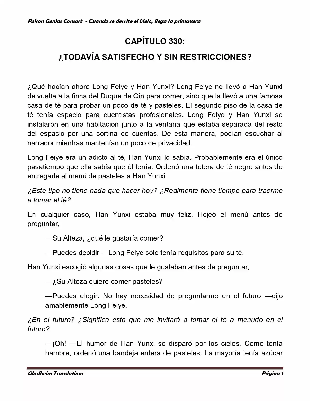 Poison Genious Consort (Novela) - Capítulo 330 - Página 1 - LectorTMOo