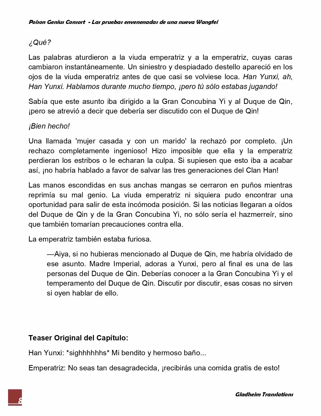 Poison Genious Consort (Novela) - Capítulo 70 - Página 8 - LectorTMOo