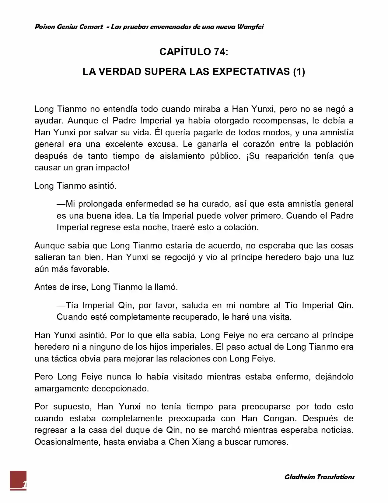 Poison Genious Consort (Novela) - Capítulo 74 - Página 1 - LectorTMOo