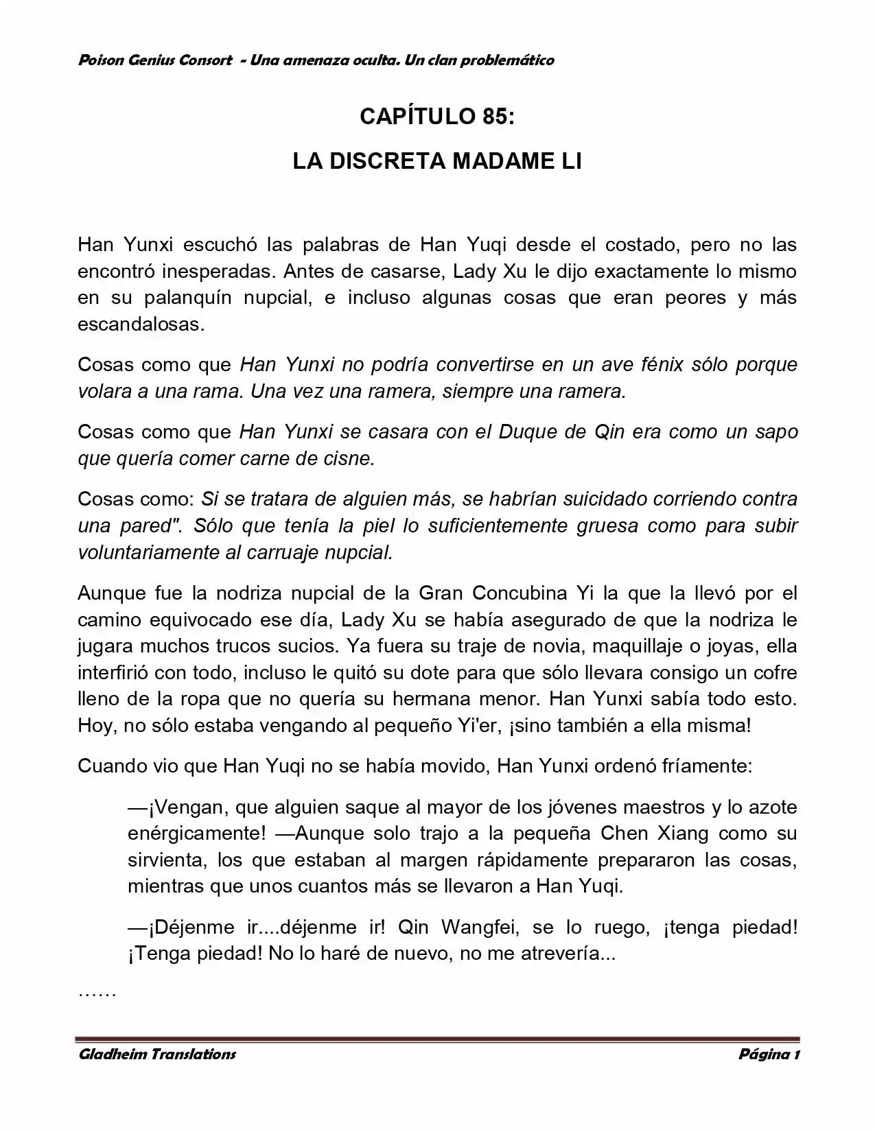 Poison Genious Consort (Novela) - Capítulo 85 - Página 1 - LectorTMOo