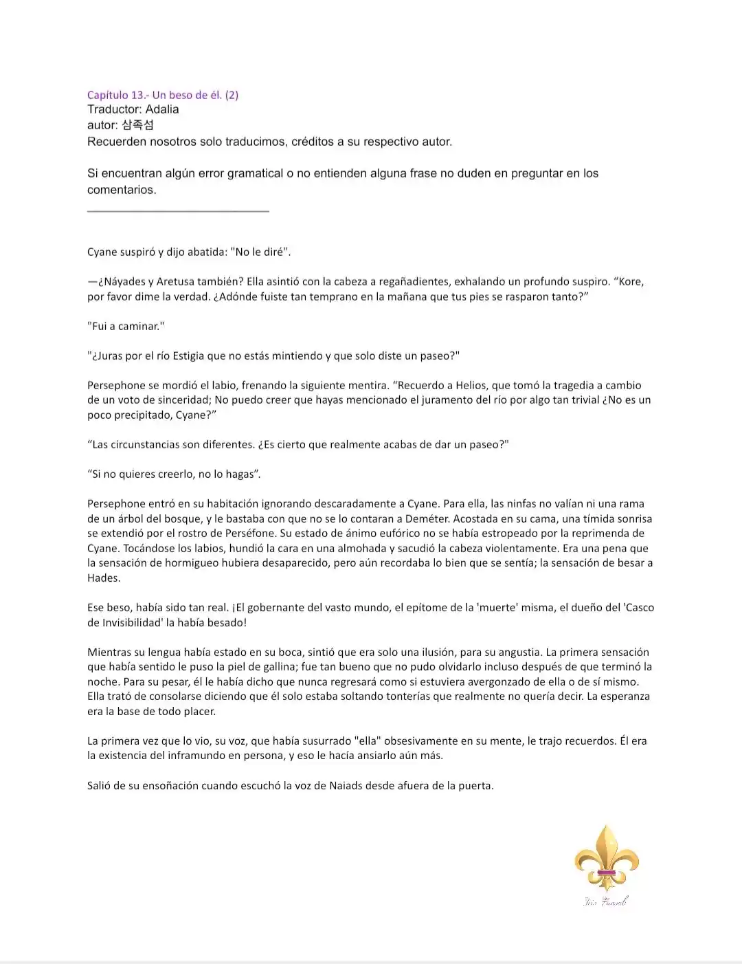 POR PERSÉFONE (Novela) - Capítulo 13 - Página 3 - LectorTMOo