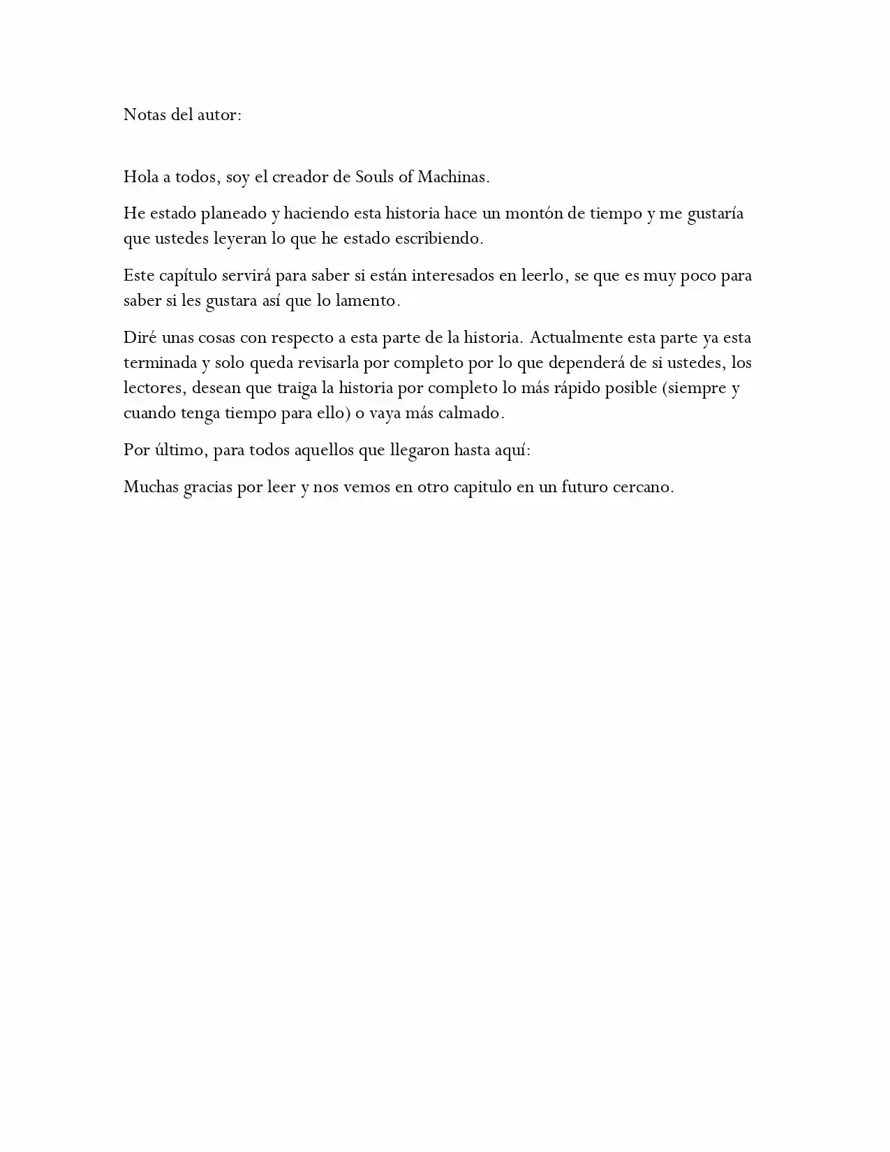 Proyect: Souls Of Machinas (Novela) - Capítulo - Página 6 - LectorTMOo