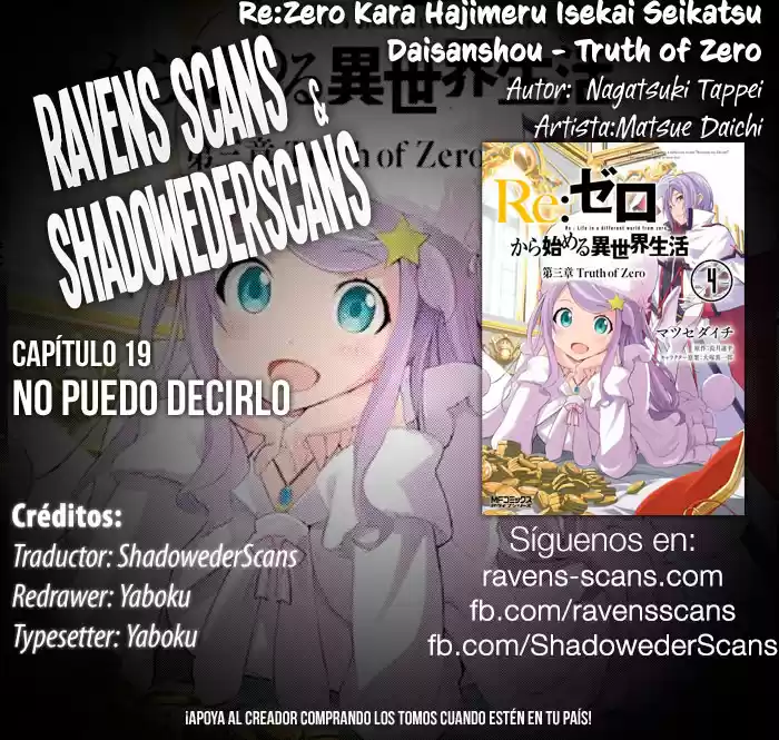 Re:Zero Kara Hajimeru Isekai Seikatsu - Daisanshou - Truth Of Zero - Capítulo 19 - Página 1 - LectorTMOo