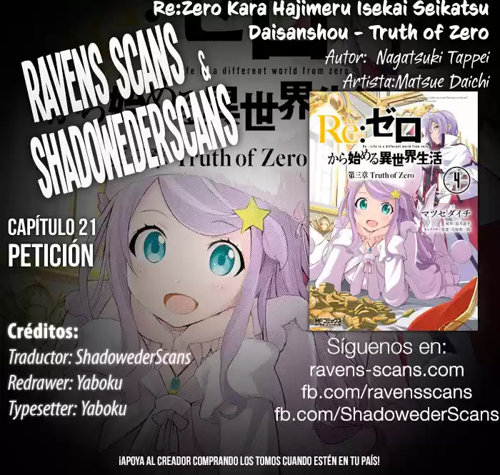 Re:Zero Kara Hajimeru Isekai Seikatsu - Daisanshou - Truth Of Zero - Capítulo 21 - Página 1 - LectorTMOo