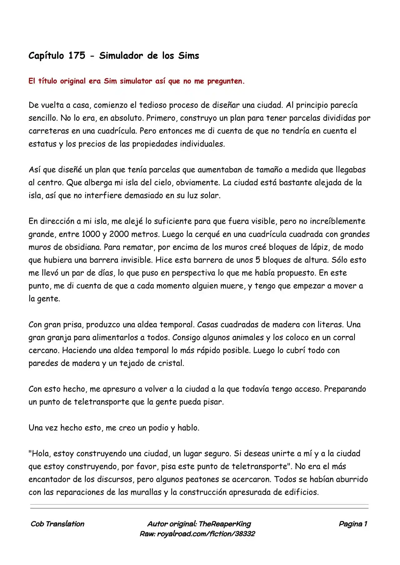 Realidad De Minecraft (Novela) - Capítulo 175 - Página 1 - LectorTMOo