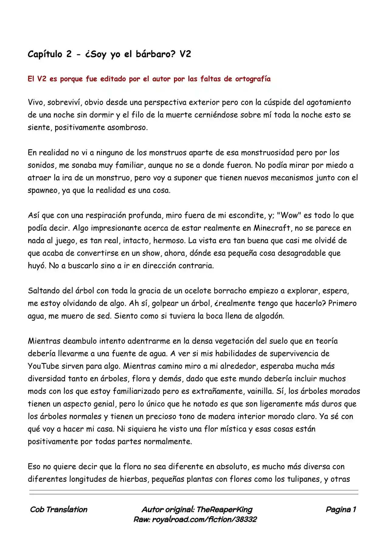 Realidad De Minecraft (Novela) - Capítulo 2 - Página 1 - LectorTMOo