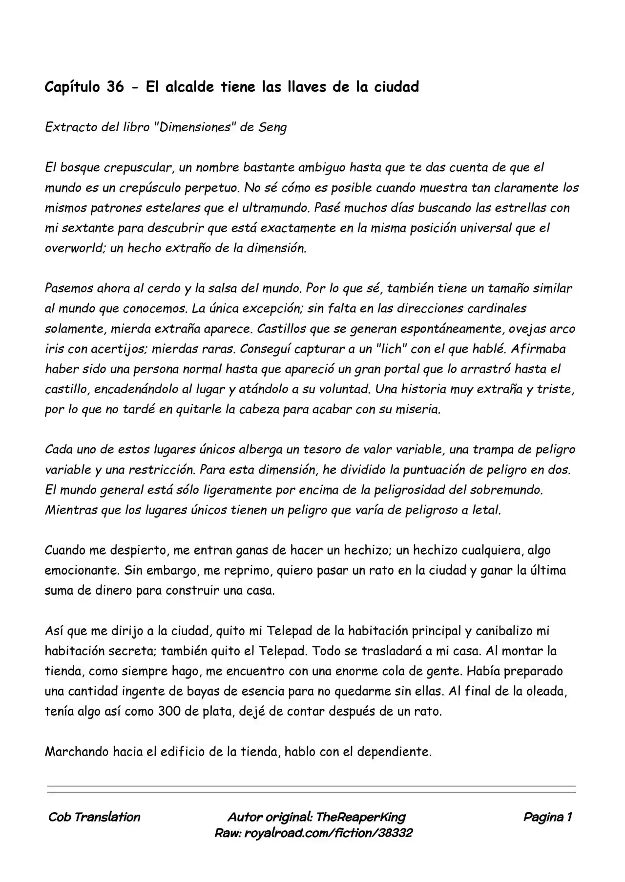 Realidad De Minecraft (Novela) - Capítulo 36 - Página 1 - LectorTMOo
