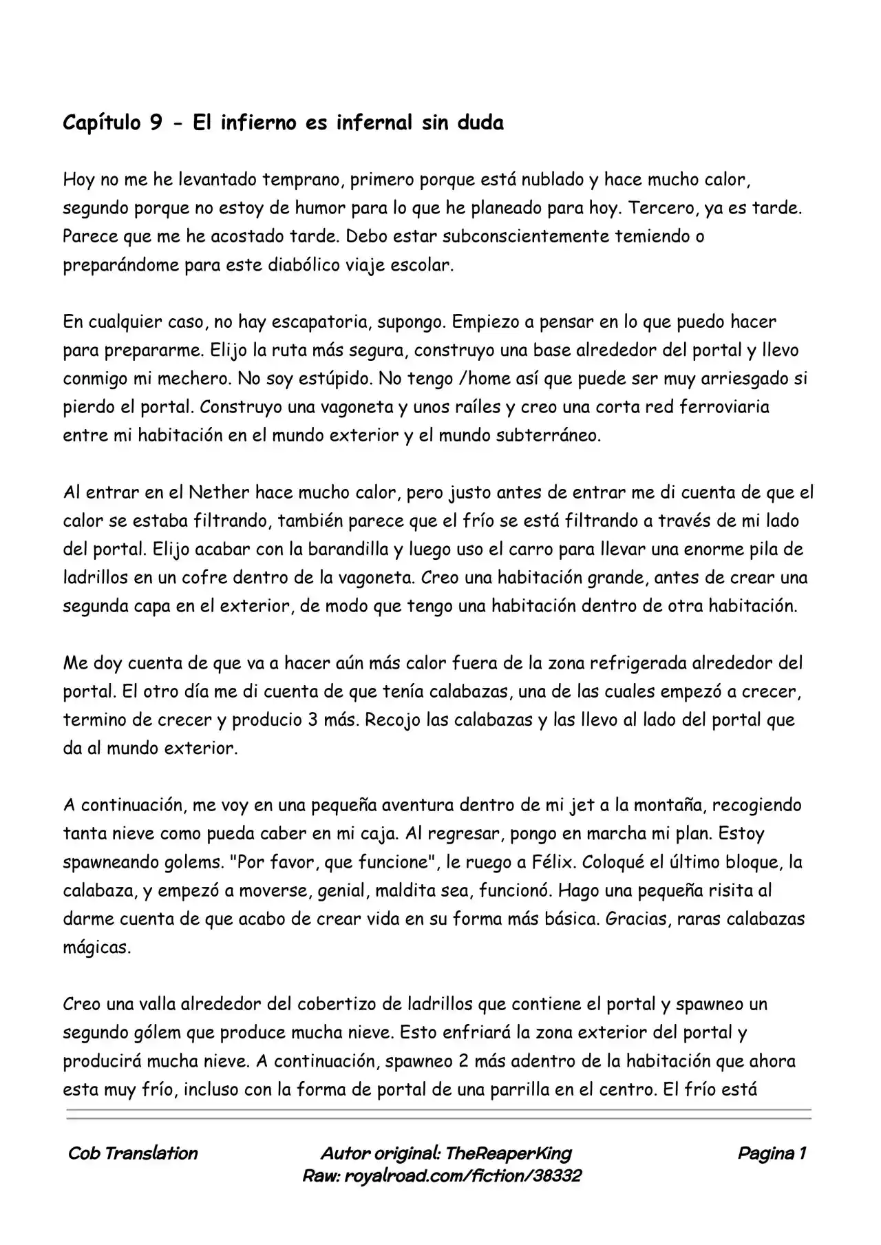 Realidad De Minecraft (Novela) - Capítulo 9 - Página 1 - LectorTMOo