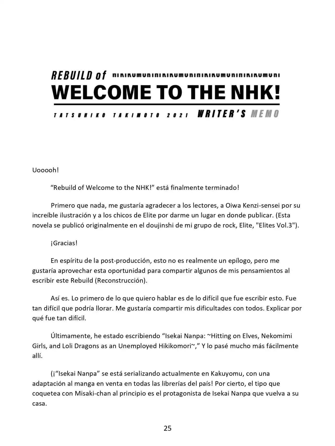Rebuild Of Welcome To The NHK (Novela) - Capítulo 1 - Página 25 - LectorTMOo