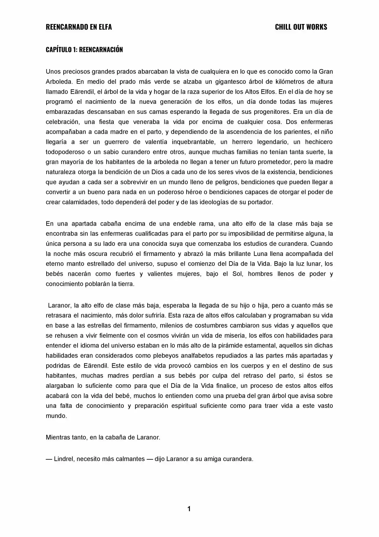 REENCARNADO EN ELFA (Novela) - Capítulo 1 - Página 1 - LectorTMOo