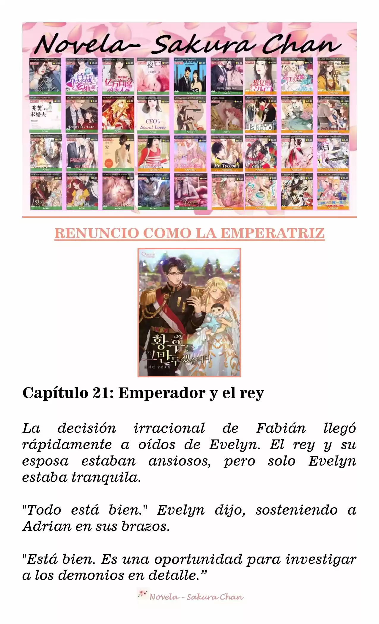 RENUNCIO COMO LA EMPERATRIZ (Novela) - Capítulo 21 - Página 1 - LectorTMOo