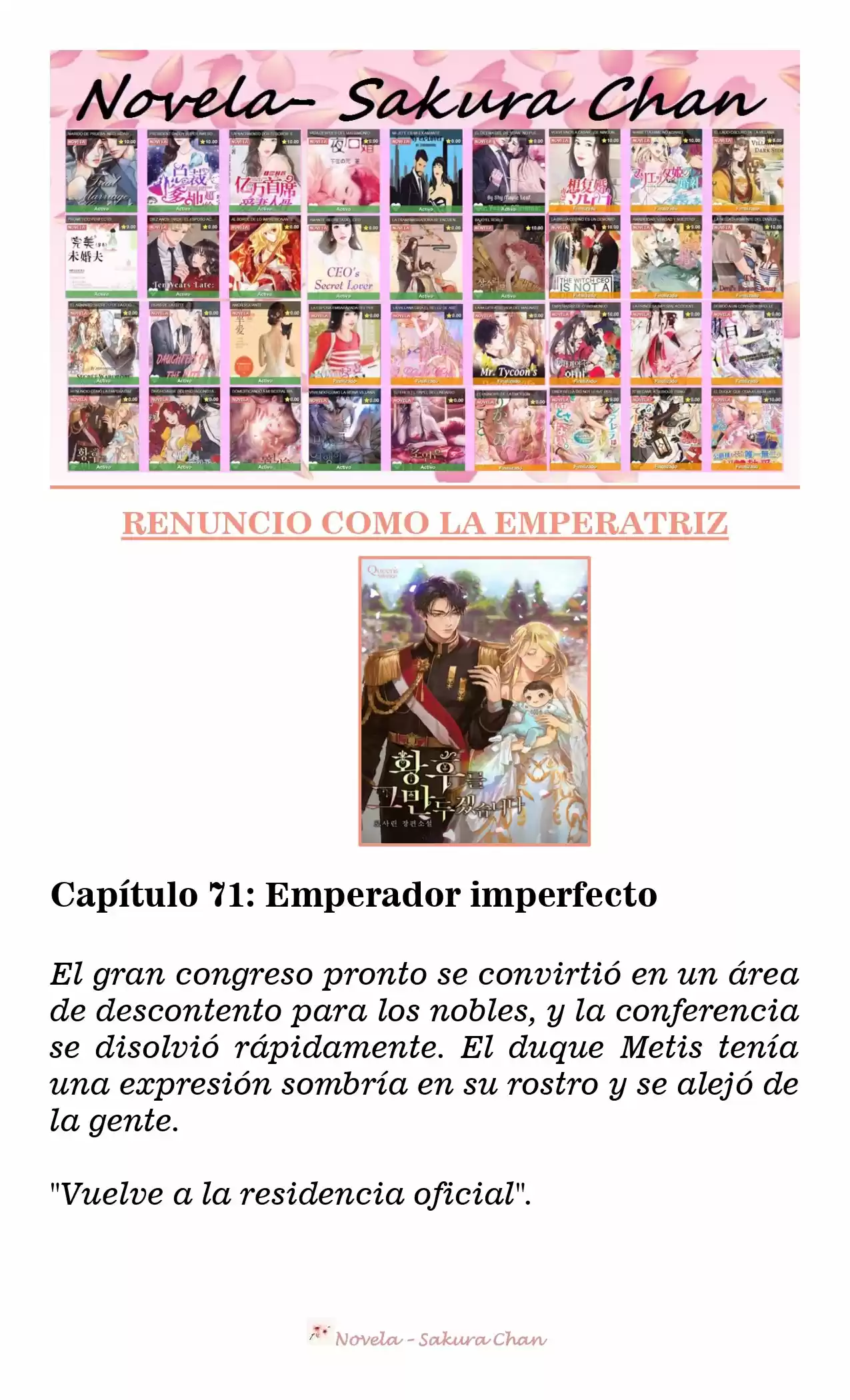 RENUNCIO COMO LA EMPERATRIZ (Novela) - Capítulo 71 - Página 1 - LectorTMOo