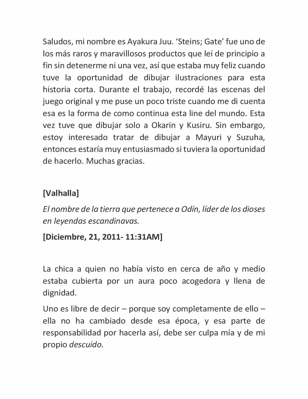 Steins;Gate - Youen No Valhalla (Novela) - Capítulo 1 - Página 4 - LectorTMOo