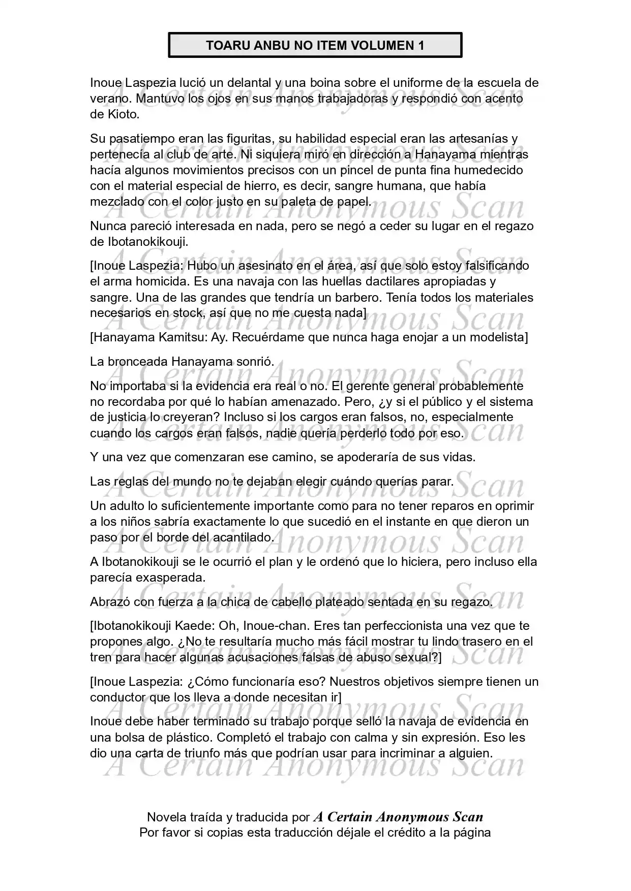 Toaru Anbu No ITEM (Novela) - Capítulo 3 - Página 37 - LectorTMOo