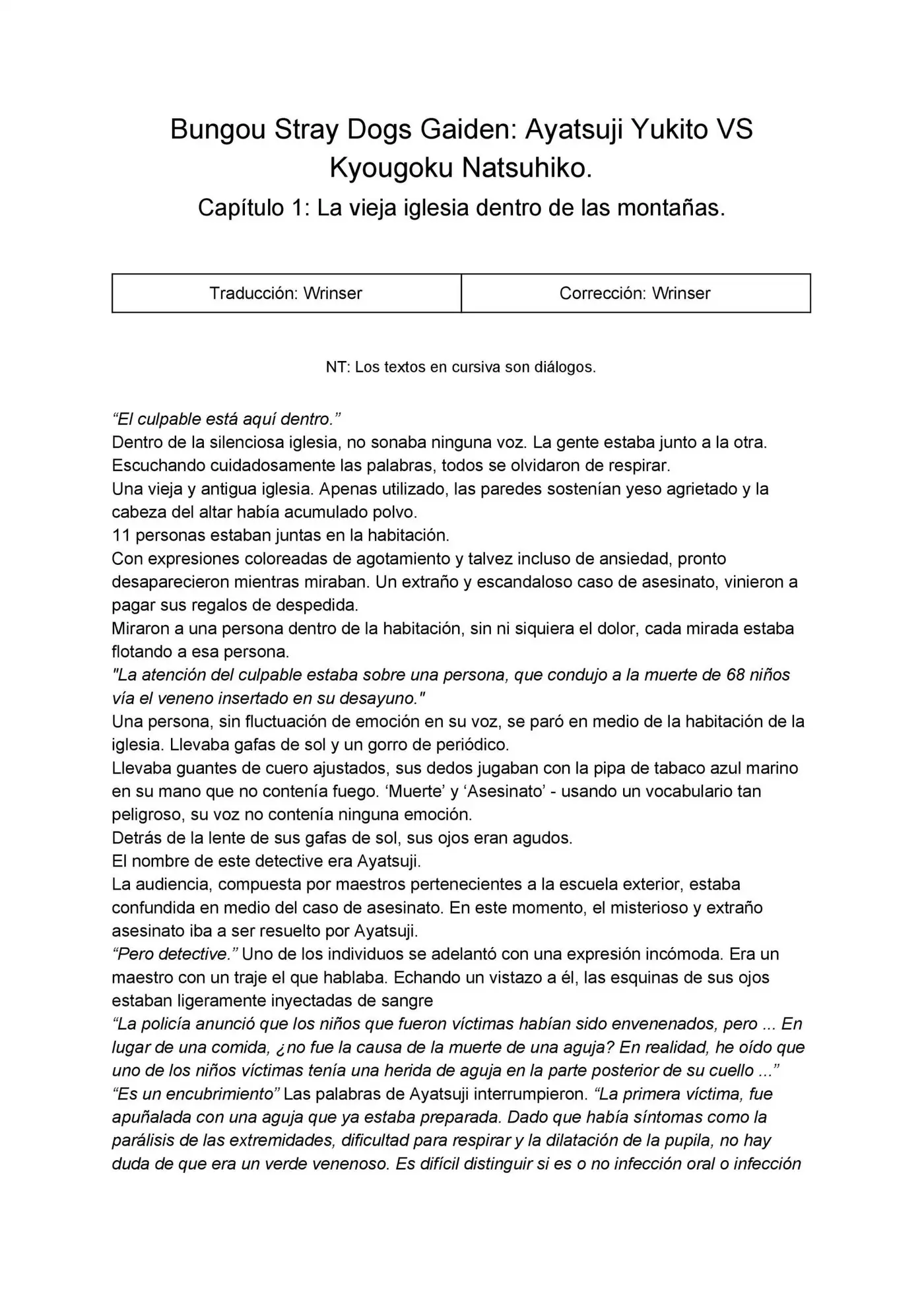 Bungou Stray Dogs Gaiden: Ayatsuji Yukito VS Kyougoku Natsuhiko (2016) - Capítulo 1 - Página 1 - LectorTMOo