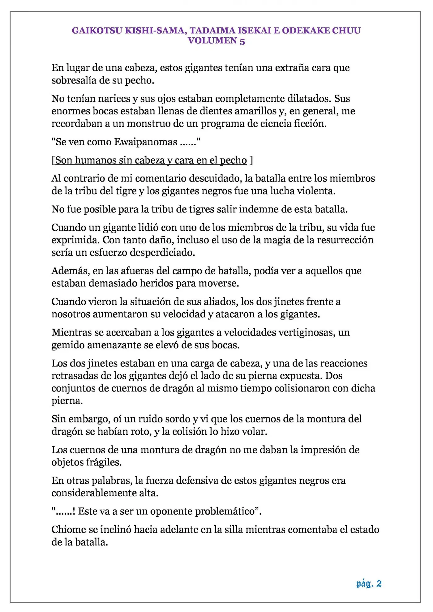 GAIKOTSU KISHI-SAMA (Novela) (2015) - Capítulo 114 - Página 2 - LectorTMOo