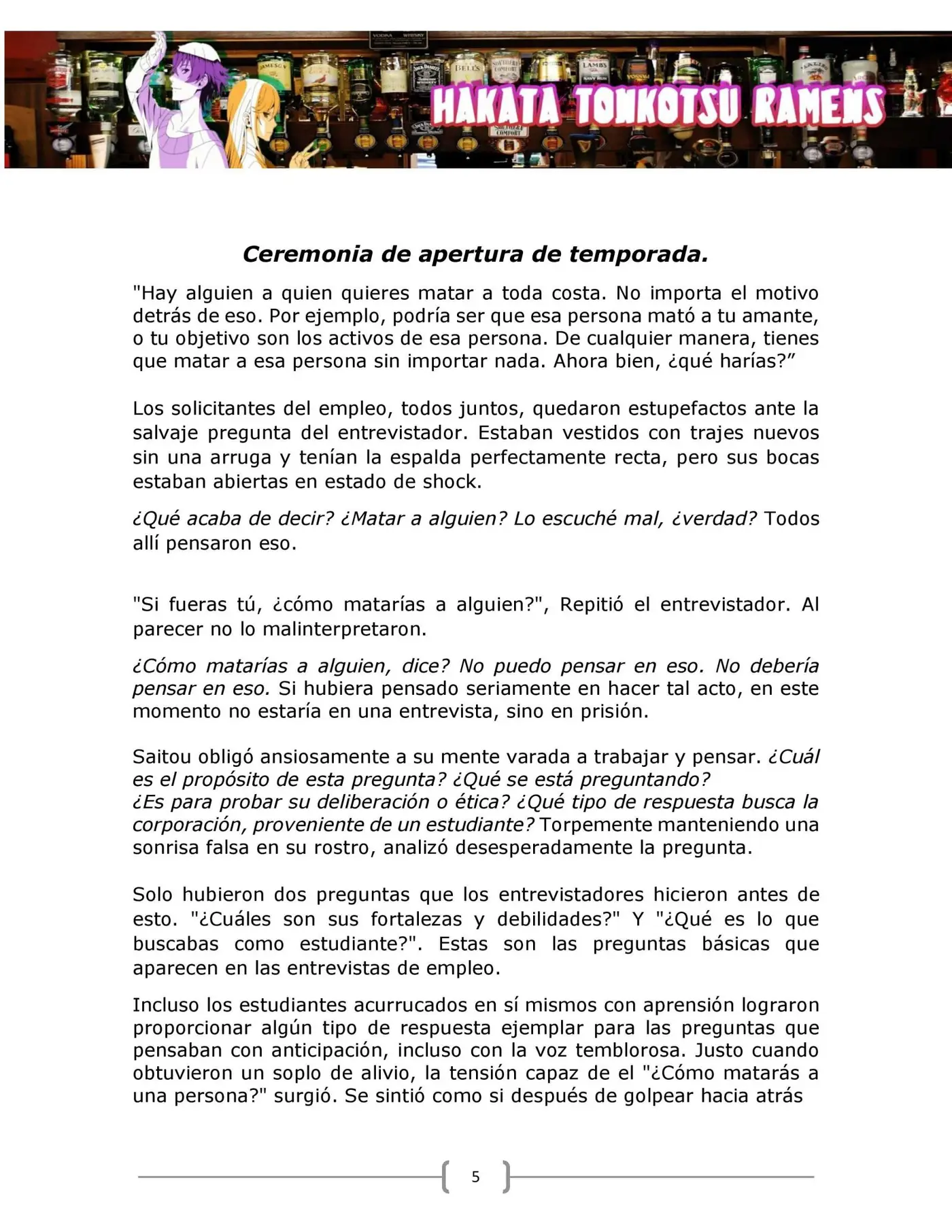 Hakata Tonkotsu Ramens (Novela) (2018) - Capítulo - Página 5 - LectorTMOo
