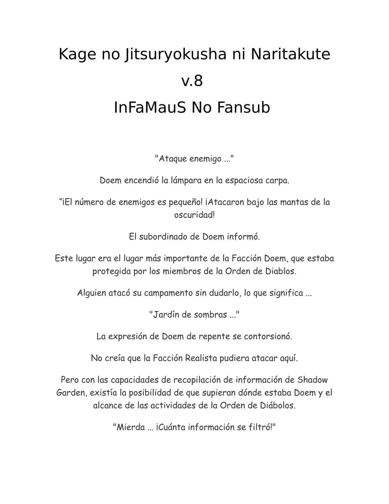 Kage no Jitsuryokusha ni Naritakute (Novela) - Capítulo 189 - Página 1 - LectorTMOo