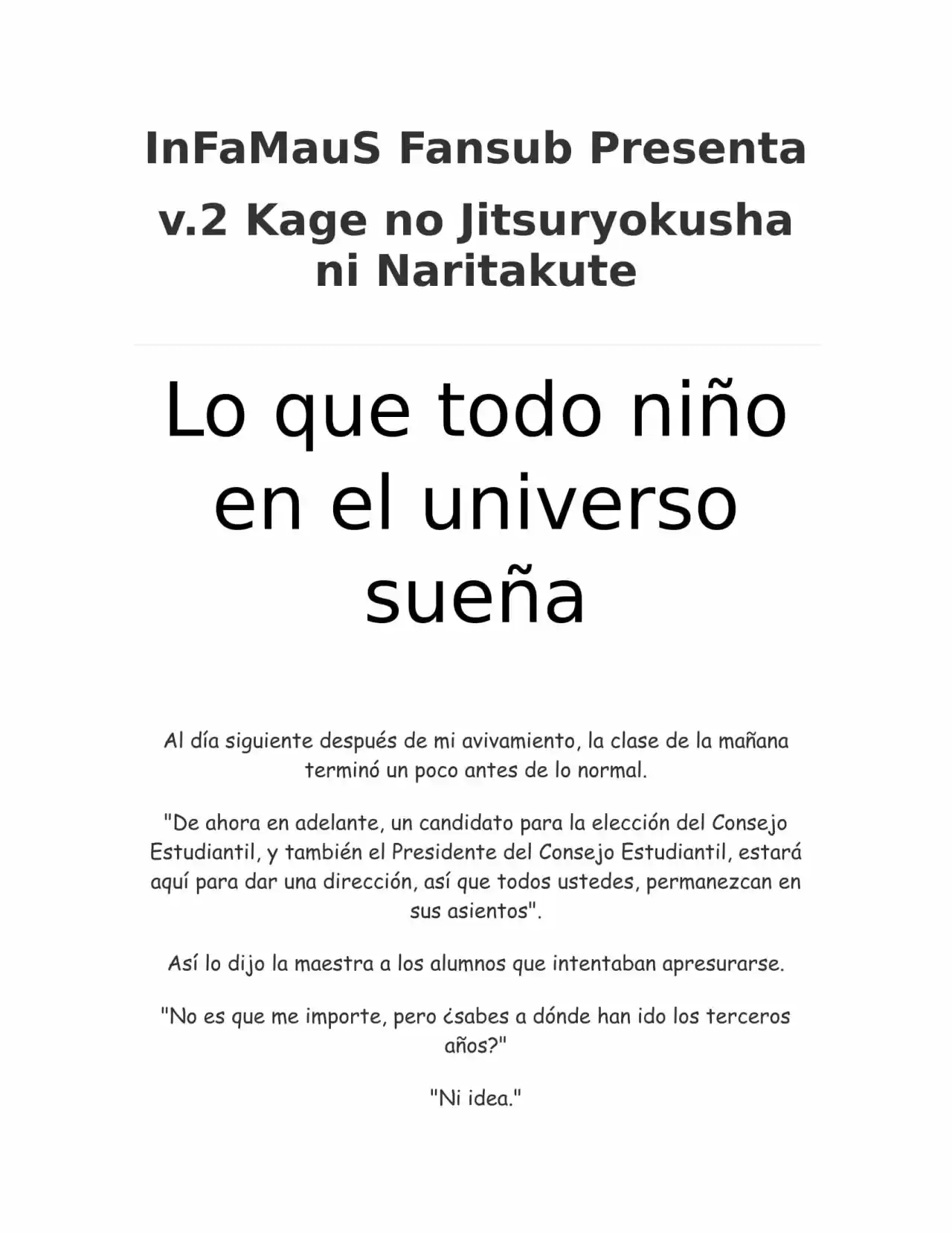 Kage no Jitsuryokusha ni Naritakute (Novela) - Capítulo 33 - Página 1 - LectorTMOo