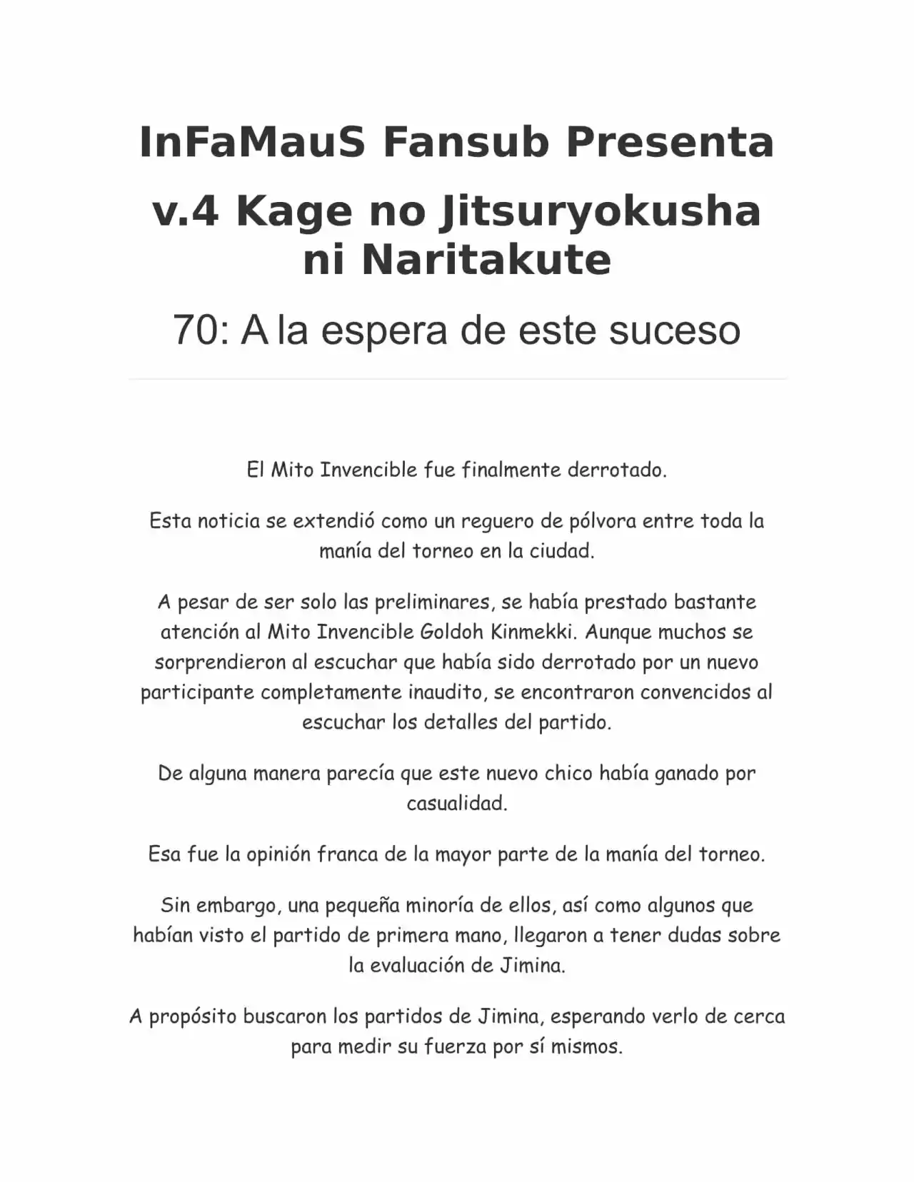 Kage no Jitsuryokusha ni Naritakute (Novela) - Capítulo 70 - Página 1 - LectorTMOo