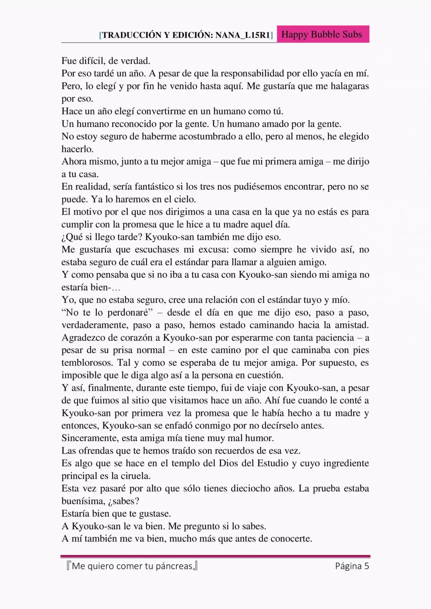 Me quiero comer tu páncreas (2015) - Capítulo 10 - Página 5 - LectorTMOo