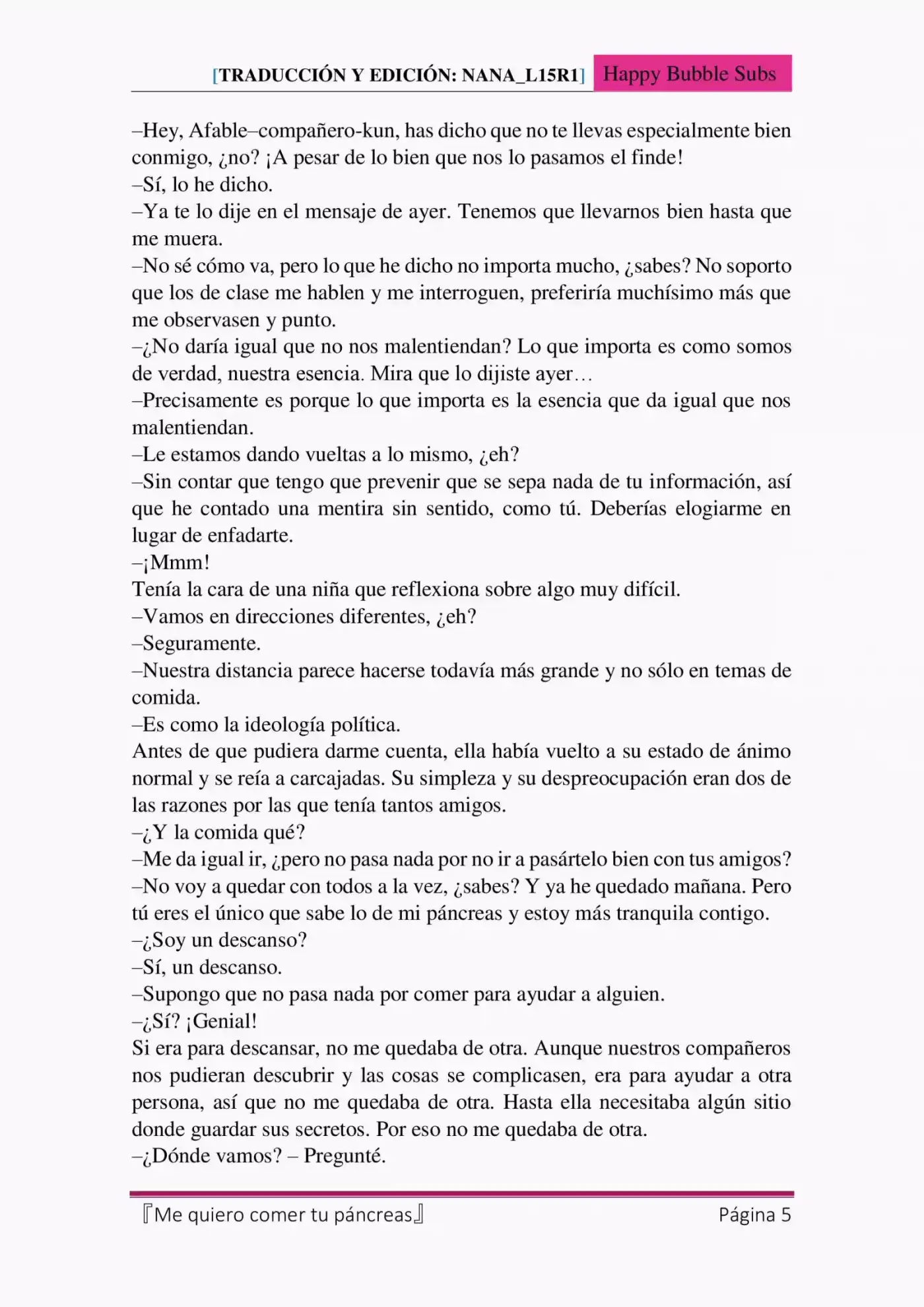 Me quiero comer tu páncreas (2015) - Capítulo 3 - Página 5 - LectorTMOo