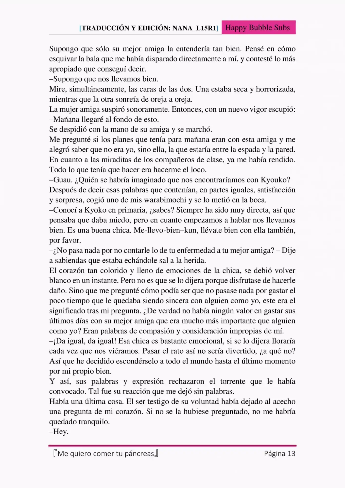 Me quiero comer tu páncreas (2015) - Capítulo 3 - Página 13 - LectorTMOo