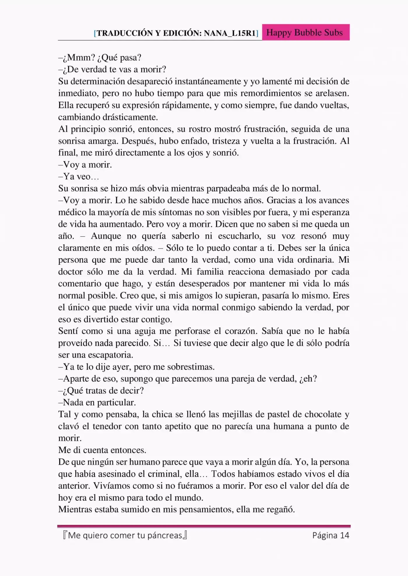 Me quiero comer tu páncreas (2015) - Capítulo 3 - Página 14 - LectorTMOo