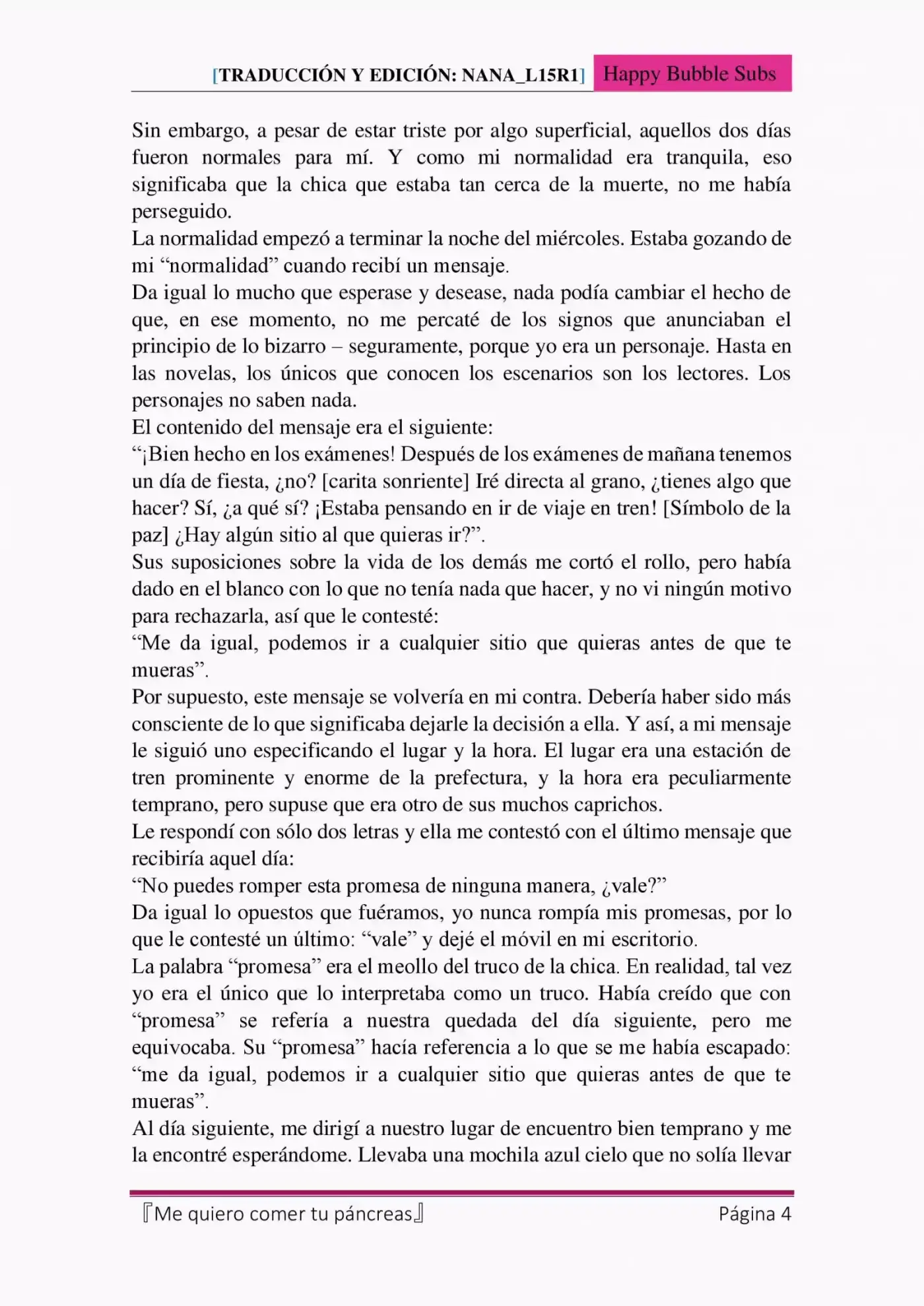 Me quiero comer tu páncreas (2015) - Capítulo 4 - Página 4 - LectorTMOo